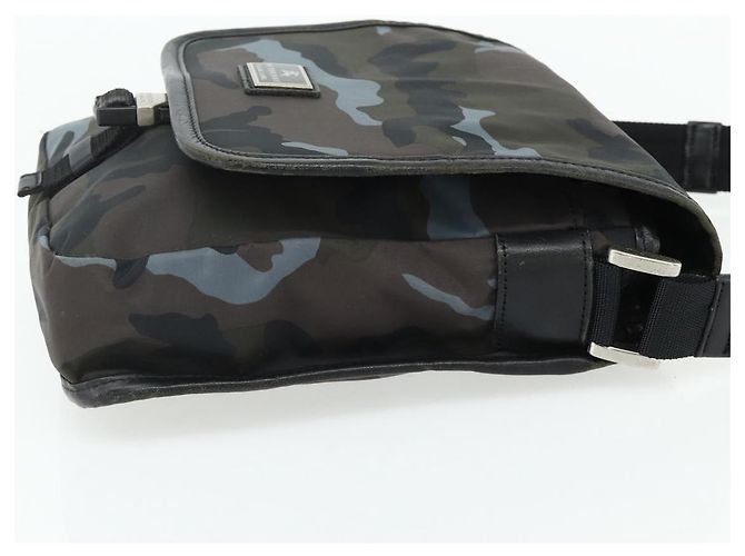 Borsa a Spalla BURBERRY Black label Nylon Nero Argento Auth 179352A Blu - vista 5
