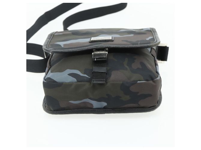 Borsa a Spalla BURBERRY Black label Nylon Nero Argento Auth 179352A Blu - vista 9