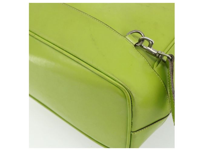 GUCCI Bamboo Body Bag Couro envernizado Verde Ouro 003 2113 0027 Auth 179580 Dourado - vista 12