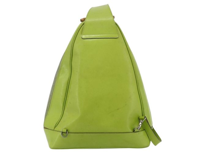 GUCCI Bamboo Body Bag Couro envernizado Verde Ouro 003 2113 0027 Auth 179580 Dourado - vista 3