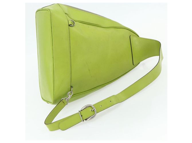 GUCCI Bamboo Body Bag Couro envernizado Verde Ouro 003 2113 0027 Auth 179580 Dourado - vista 7