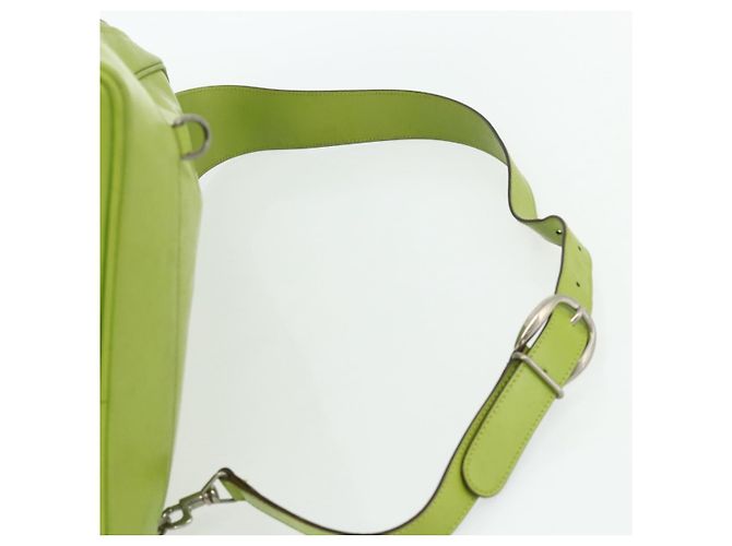 GUCCI Bamboo Body Bag Couro envernizado Verde Ouro 003 2113 0027 Auth 179580 Dourado - vista 8