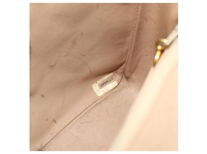 CHANEL Borsa a Spalla Matelassé con Catena in Pelle di Agnello Beige Oro CC Auth 179717A D'oro - vista 22