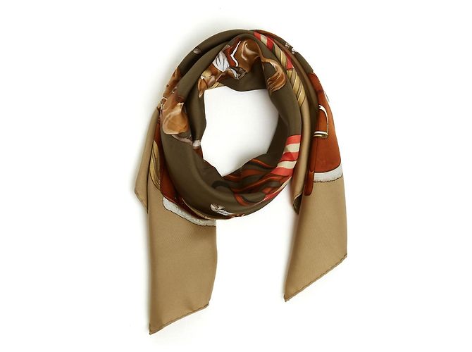 Hermès Jumping Carré 90 Seidentwill-Tuch - Beige - Ansicht 2