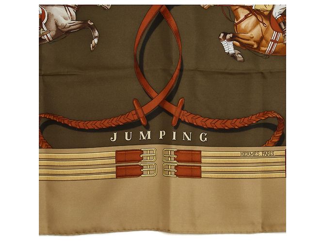 Hermès Jumping Carré 90 Seidentwill-Tuch - Beige - Ansicht 3