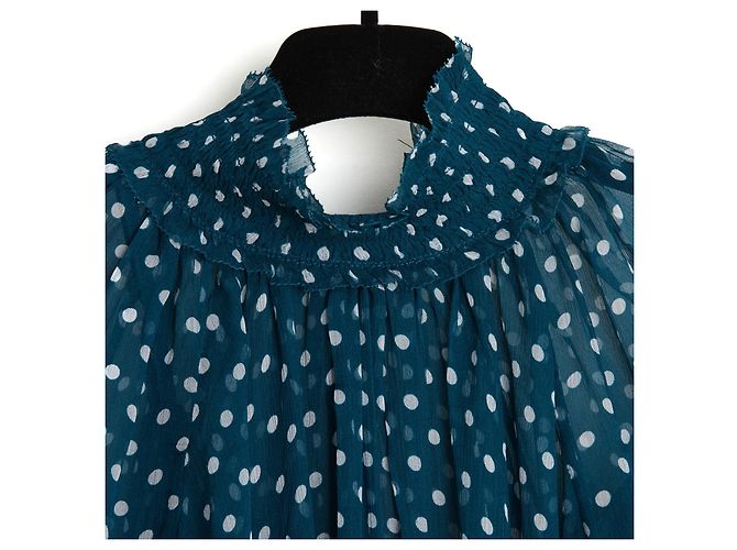 Zimmermann Blusa Otie de seda com bolinhas - Verde Azul - vista 3
