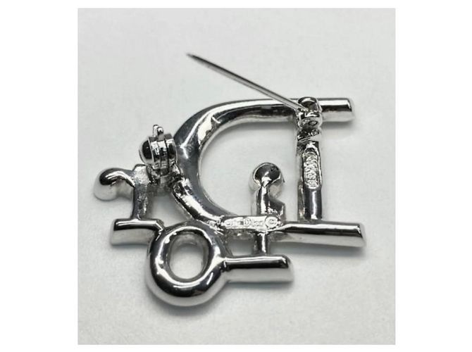 Spilla Logo Christian Dior con Cristalli Argento - vista 3