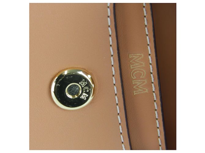 Borsa a tracolla in pelle arancione MCM - vista 12