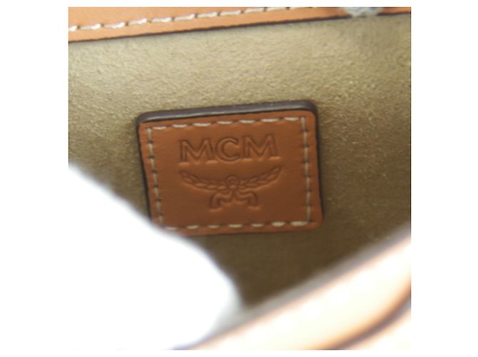 Borsa a tracolla in pelle arancione MCM - vista 14