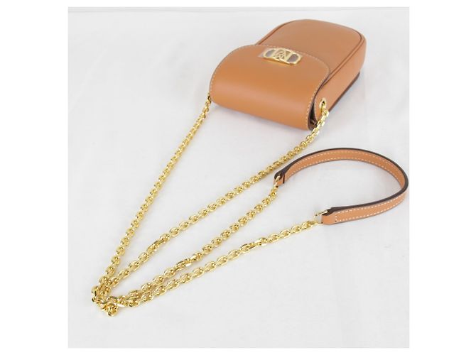 Borsa a tracolla in pelle arancione MCM - vista 7