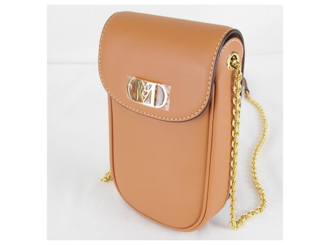 Borsa a tracolla in pelle arancione MCM - vista 9