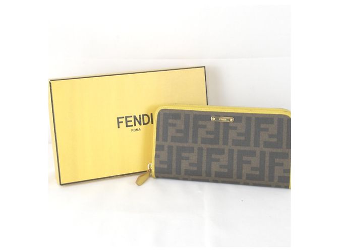 Fendi Zucca Round Long Wallet Braun Gelb - Ansicht 11