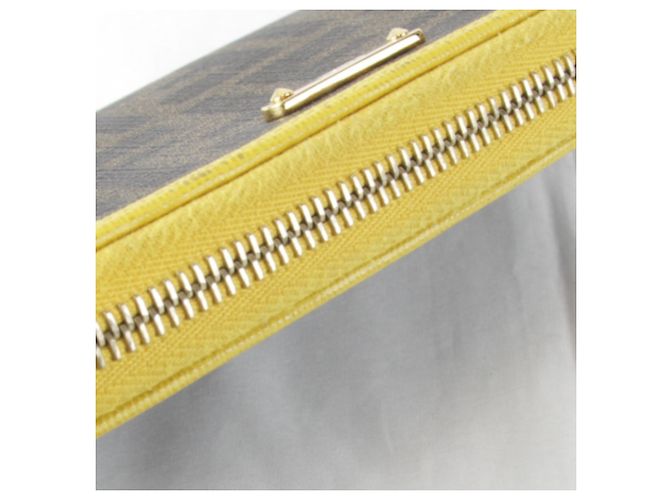Fendi Zucca Round Long Wallet Braun Gelb - Ansicht 4