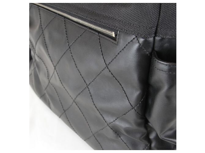 Borsa Tote Chanel in PVC nero e tela - vista 10