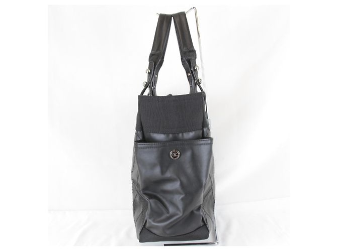 Borsa Tote Chanel in PVC nero e tela - vista 3