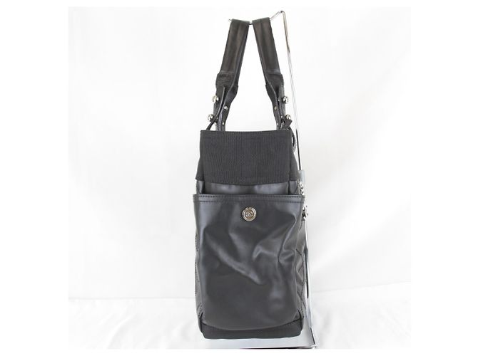Borsa Tote Chanel in PVC nero e tela - vista 4