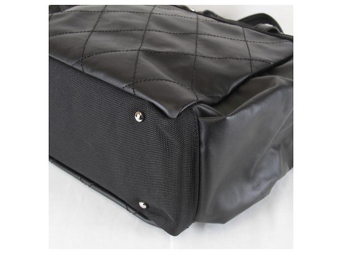 Borsa Tote Chanel in PVC nero e tela - vista 5