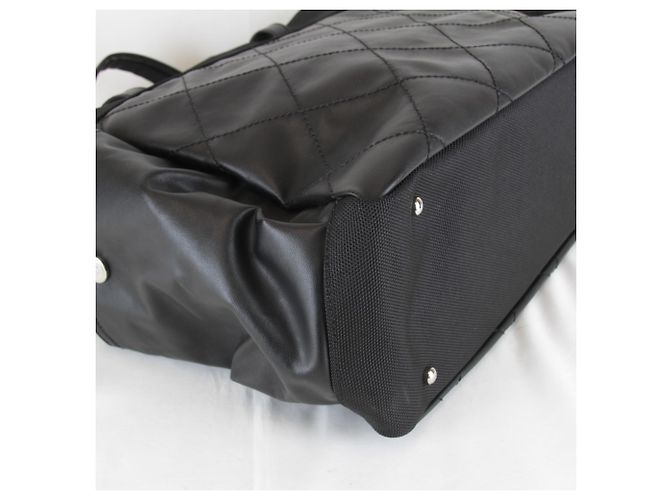 Borsa Tote Chanel in PVC nero e tela - vista 6