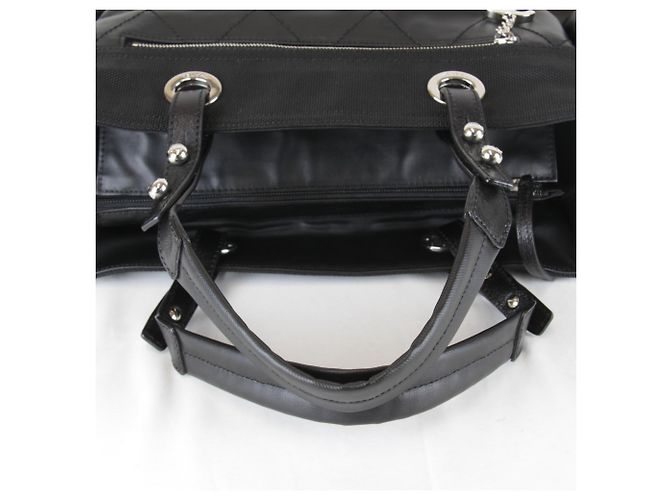 Borsa Tote Chanel in PVC nero e tela - vista 8