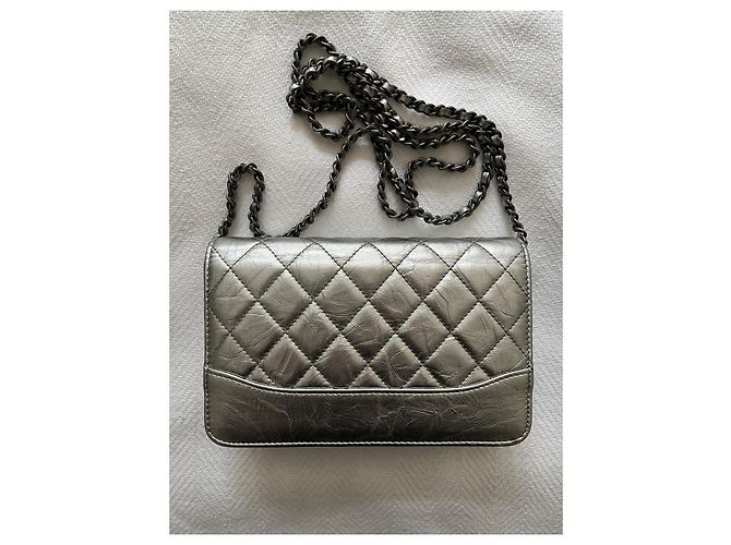 Chanel Wallet on Chain WOC Pelle Argentata Argento - vista 2