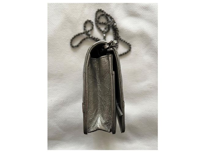 Chanel Wallet on Chain WOC Pelle Argentata Argento - vista 3
