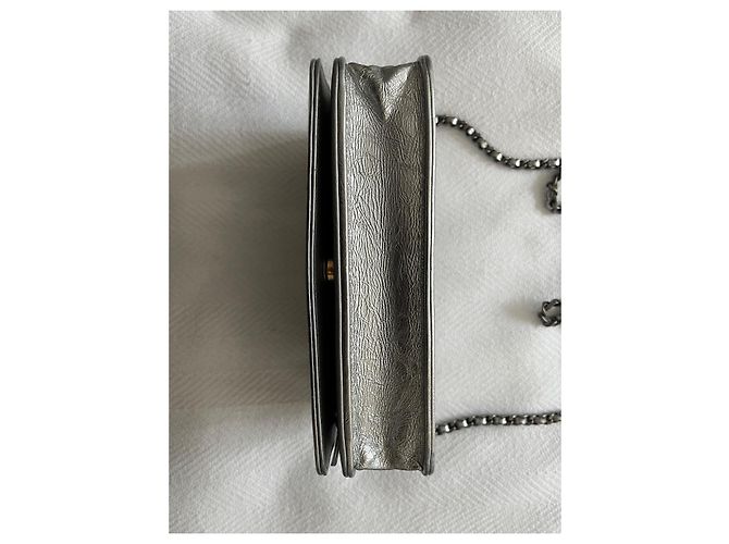 Chanel Wallet on Chain WOC Pelle Argentata Argento - vista 5