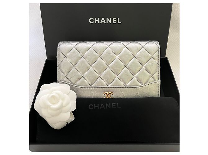 Chanel Wallet on Chain WOC Pelle Argentata Argento - vista 9