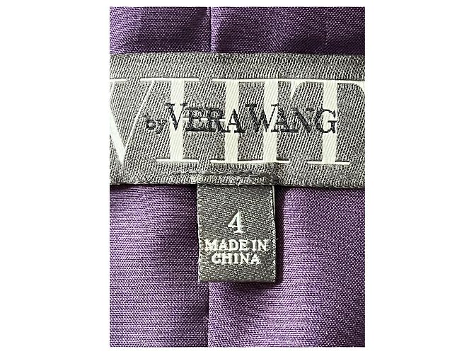Vera Wang Abito da sera in raso viola monospalla Porpora - vista 3