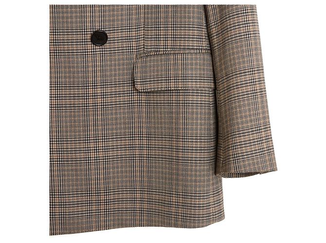 Céline Celine Hedi Slimane Chaqueta de Lana a Cuadros Doble Botonadura Beige - vista 2