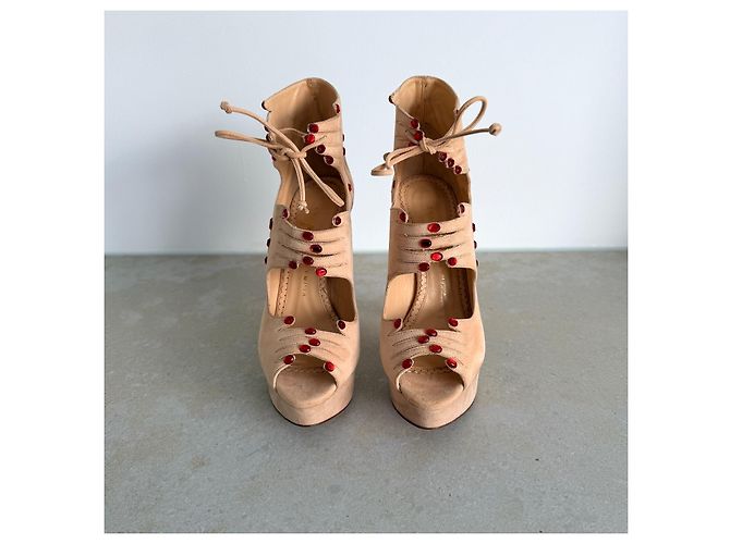 Sandali platform Charlotte Olympia camoscio nude Beige - vista 5