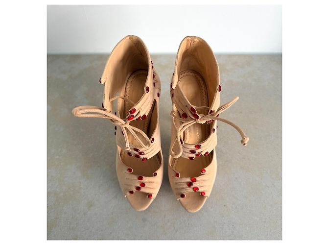 Sandali platform Charlotte Olympia camoscio nude Beige - vista 6