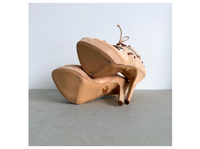 Sandali platform Charlotte Olympia camoscio nude Beige - vista 7