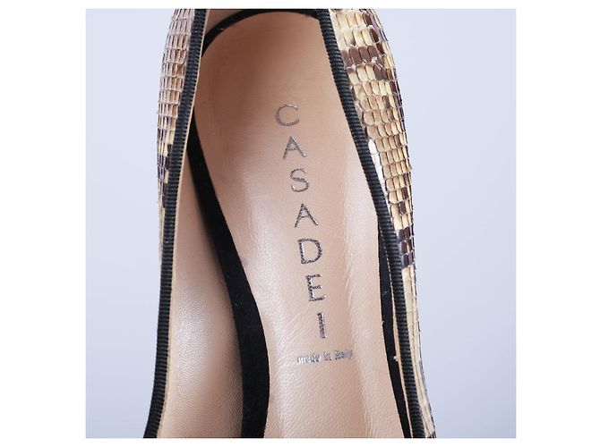 Autre Marque Casadei Python Peep Toe Platform Pumps Brown - view 5