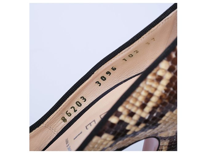 Autre Marque Casadei Python Peep Toe Platform Pumps Brown - view 6