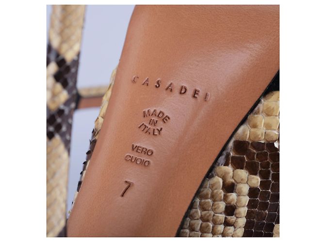 Autre Marque Casadei Python Peep Toe Platform Pumps Brown - view 7