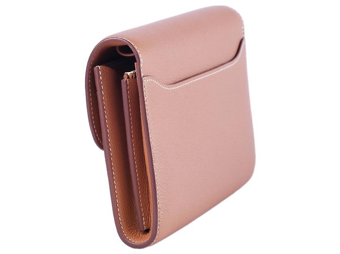 Portafoglio Hermès Constance To Go in pelle Epsom Gold con finiture dorate - vista 3