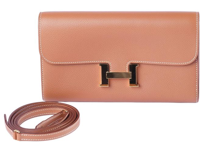 Portafoglio Hermès Constance To Go in pelle Epsom Gold con finiture dorate - vista 5