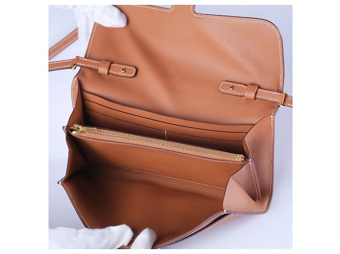 Portafoglio Hermès Constance To Go in pelle Epsom Gold con finiture dorate - vista 8