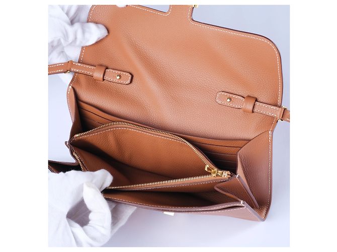 Portafoglio Hermès Constance To Go in pelle Epsom Gold con finiture dorate - vista 9