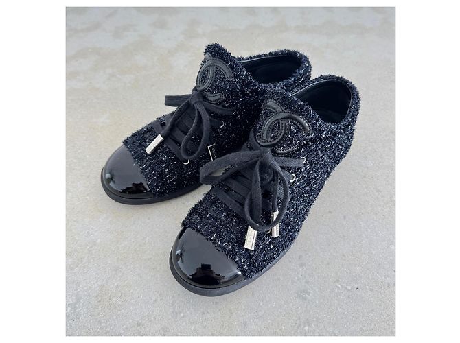 Chanel Tweed Sneaker Marineblau - Ansicht 3