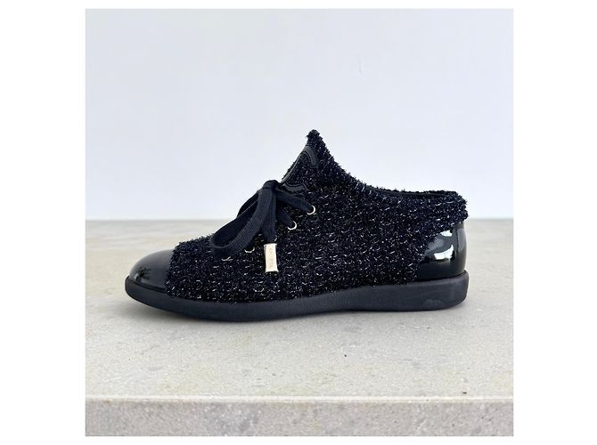 Chanel Tweed Sneaker Marineblau - Ansicht 4