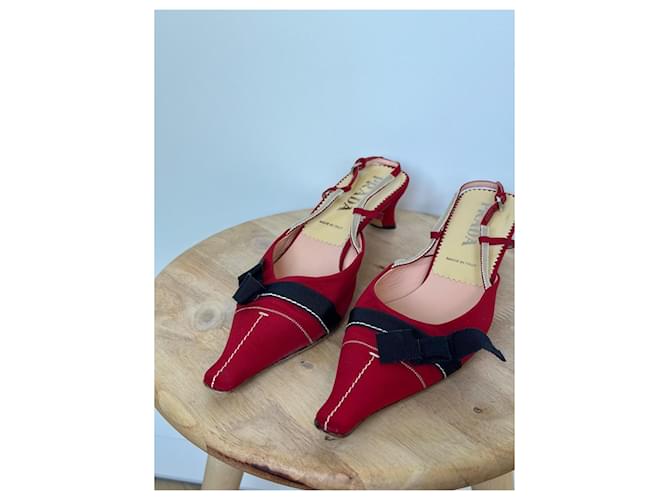 Prada Pantoletten Rot Marineblau - Ansicht 10