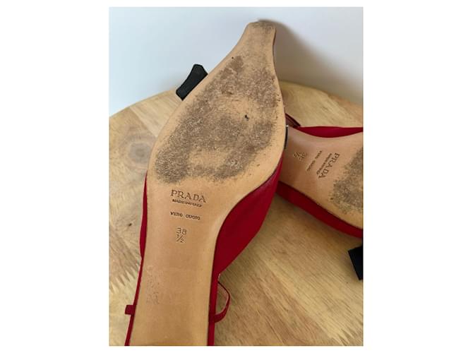 Prada Pantoletten Rot Marineblau - Ansicht 14