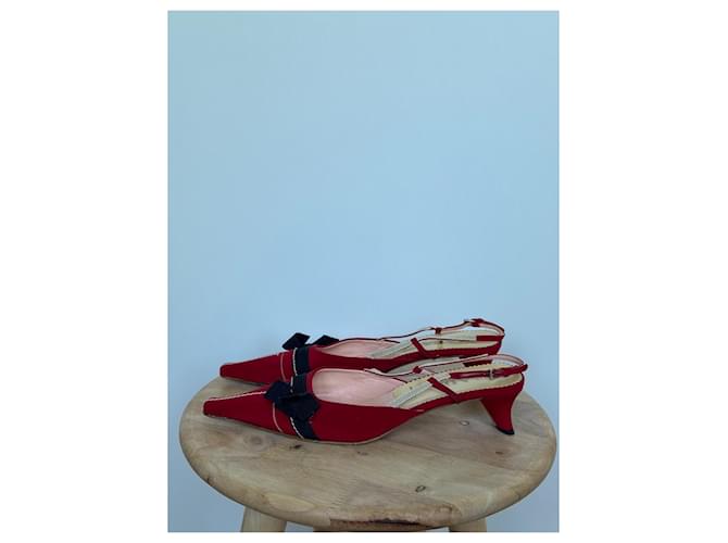 Prada Pantoletten Rot Marineblau - Ansicht 2