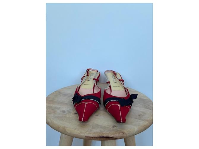 Prada Pantoletten Rot Marineblau - Ansicht 3