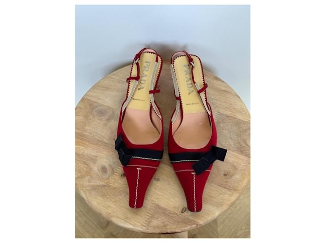 Prada Pantoletten Rot Marineblau - Ansicht 4