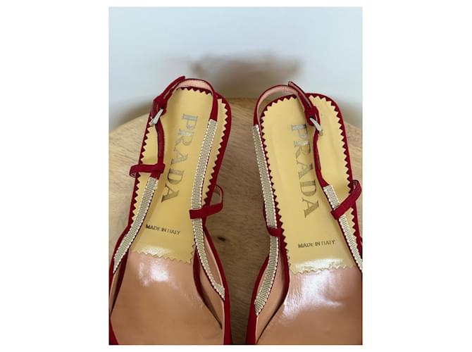 Prada Pantoletten Rot Marineblau - Ansicht 5