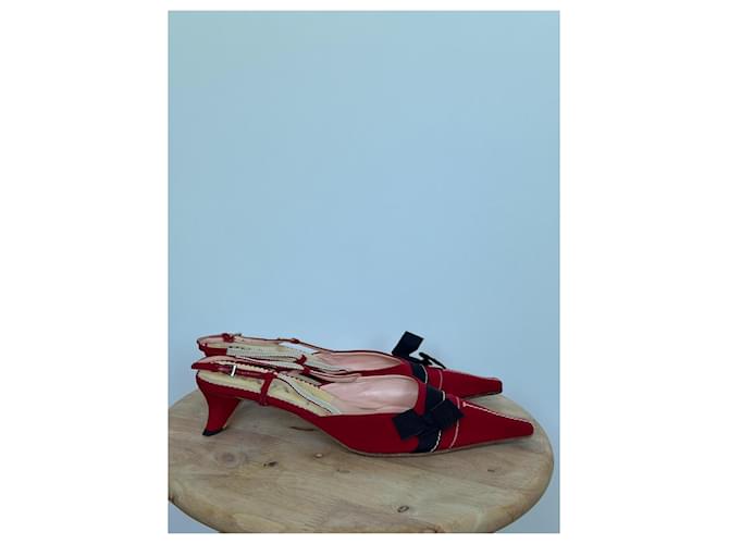 Prada Pantoletten Rot Marineblau - Ansicht 6