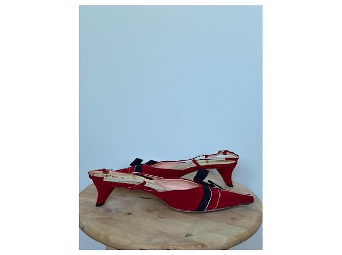 Prada Pantoletten Rot Marineblau - Ansicht 8