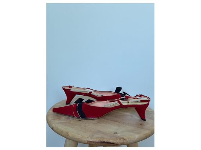 Prada Pantoletten Rot Marineblau - Ansicht 9